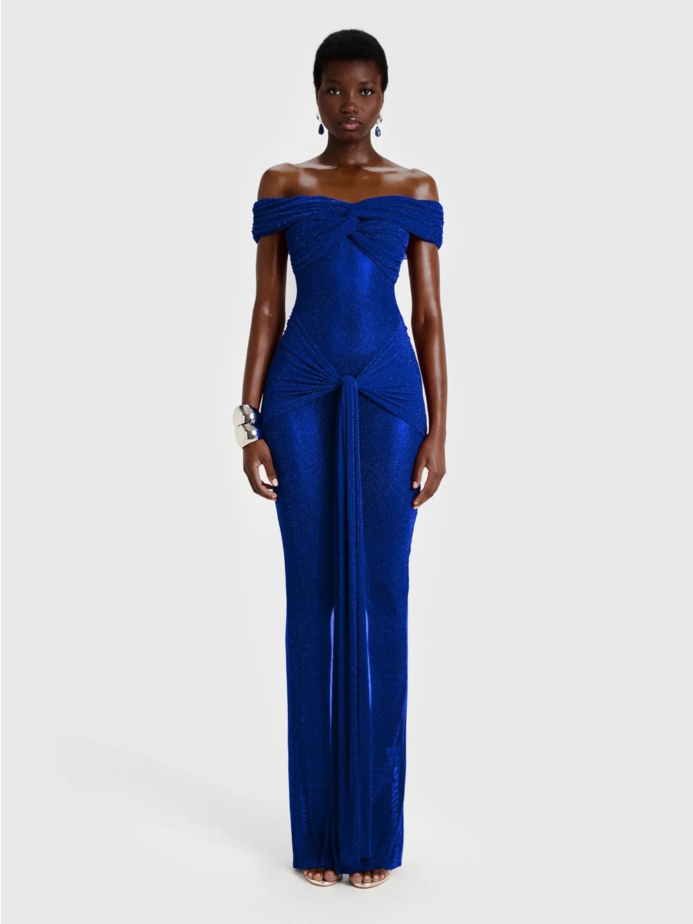 Off-Shoulder Royal Blue Evening Gown